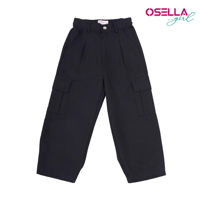 Gambar [NEW] Osella Kana Long Cargo Pants With Half Elastic Band On The Leg Opening 23815002 | Celana Kargo Anak Perempuan - Black, 04 dari Osella Kids undefined Tokopedia