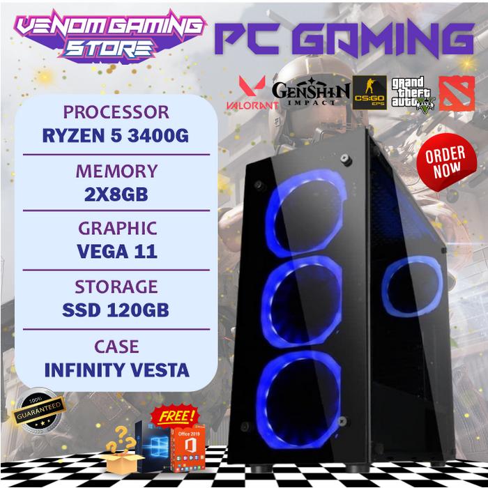 Jual PC GAMING RYZEN 3400g VEGA 11 16GB DDR4 SSD