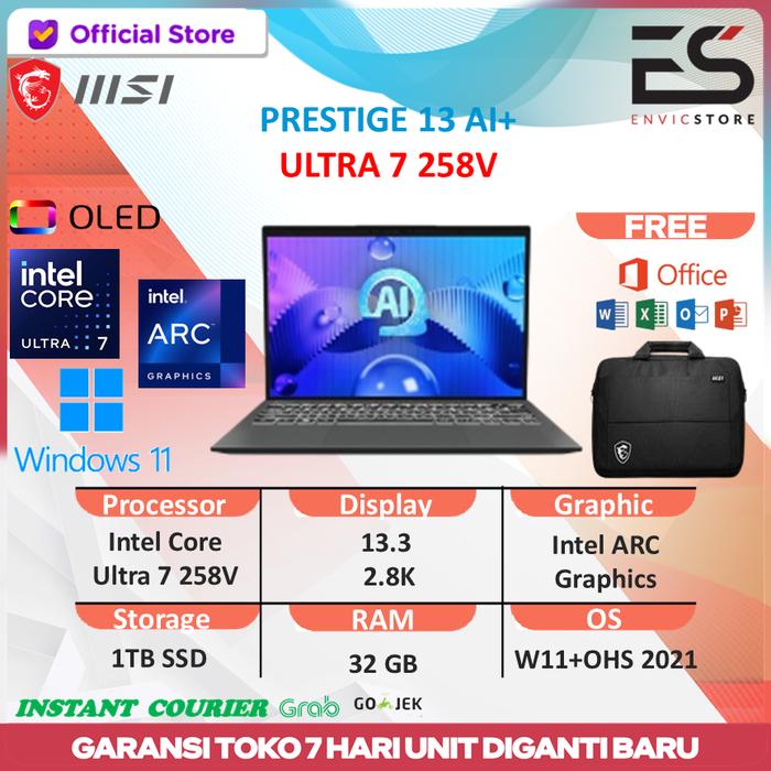 Gambar MSI PRESTIGE 13 AI+ EVO OLED ULTRA 7 258V 32GB 1TB W11+OHS 13.3 2.8K - STANDART dari ENVICSTORE undefined Tokopedia