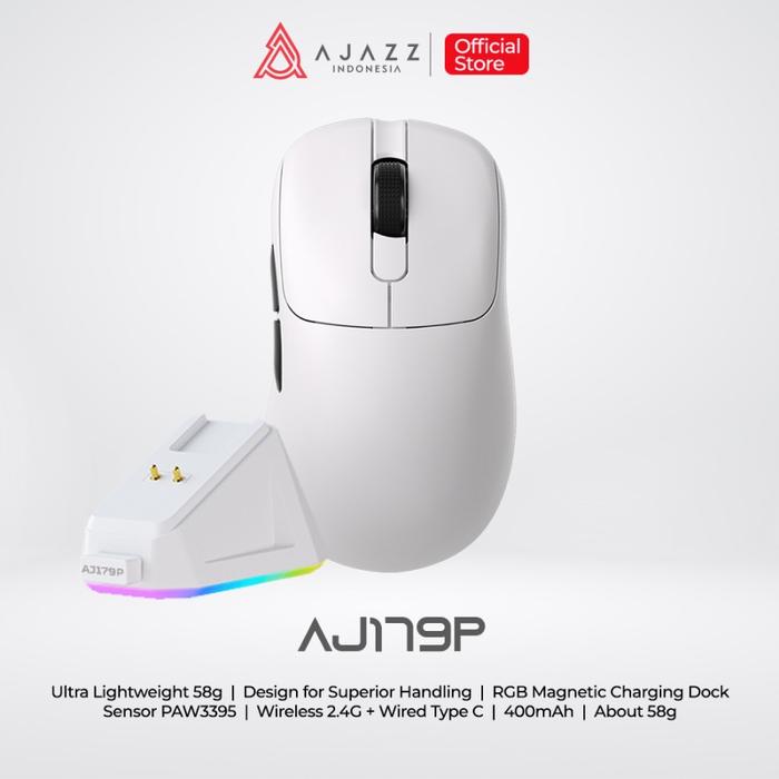 Gambar Ajazz AJ179 / AJ179P / AJ179-P / AJ179 Apex Paw 3950 With LED Docking Ergonomic Mouse Gaming - AJ-179P White dari TokoTeknoPro undefined Tokopedia