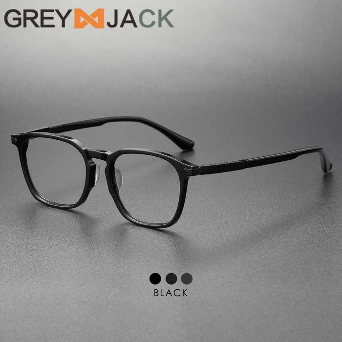 Gambar Grey Jack Frame Kacamata Model Kotak Bahan Titanium Ringan Kokoh Fashion Bisnis Pria Wanita Bisa Minus 9617 - BLACK, FRAME SAJA dari Grey Jack Eyewear undefined Tokopedia