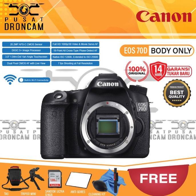 Ready Stock Canon Eos 70D Body Only Dslr Digital Camera Bodi Built In  Wifi Original PAKET STANDARD di Dian Tokopedia