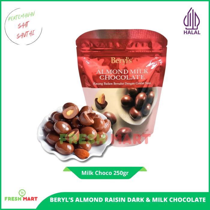Gambar Beryl's Almond Raisin Milk Chocolate & Dark Chocolate/Coklat Beryls Bersalut Almond dan Kismis 250g - Almond Milk250g dari Fresh Mart Official Store undefined Tokopedia