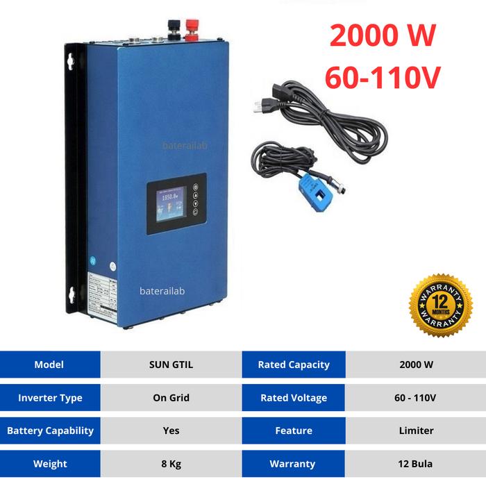 Gambar SUN GRID TIE INVERTER 2000 WATT WITH LIMITER INCLUDE WIFI - 60-110 NON WIFI dari Baterailab undefined Tokopedia