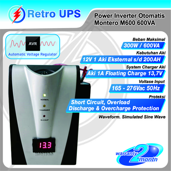 Gambar UPS Modif Aki Luar / Power Inverter Otomatis Montero M600 600VA - Japit Aki dari Retro UPS undefined Tokopedia