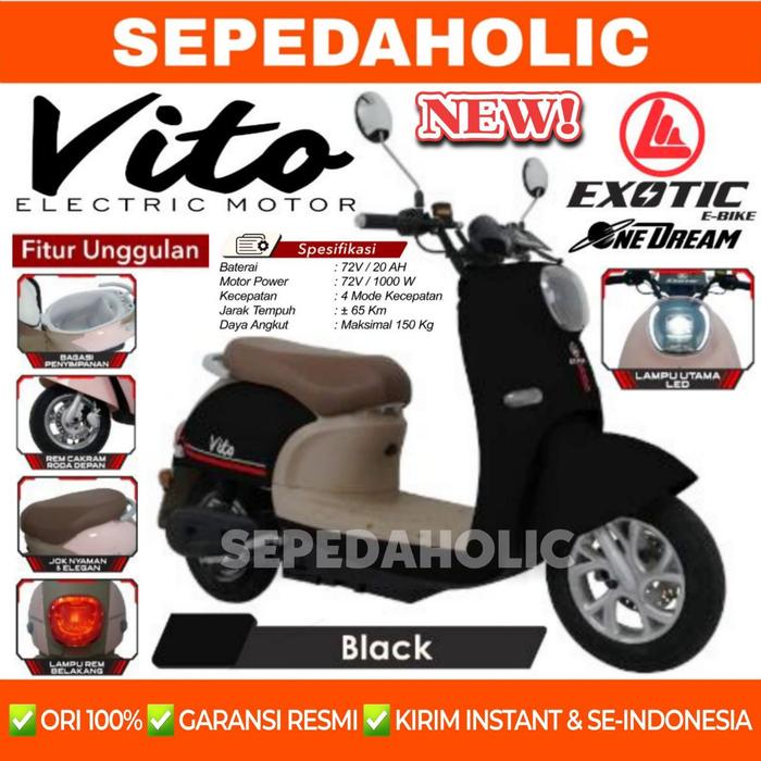 Gambar Sepeda Motor Listrik EXOTIC VITO BY PACIFIC 1000 Watt Electric E Bike - Black dari Sepedaholic undefined Tokopedia