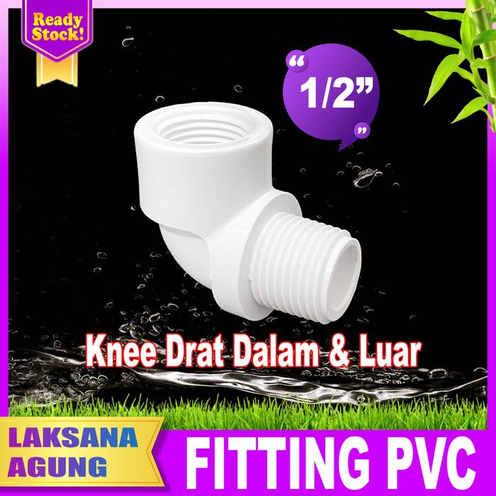 Gambar PVC Knee drat luar dalam 1/2 > 3/4" > 1" inch | Elbow pvc 1/2 > Keni drat luar dalam 3/4" > 1" inch Keni Drat dalam Drat Luar - 1/2" inch dari Laksana Agung undefined Tokopedia