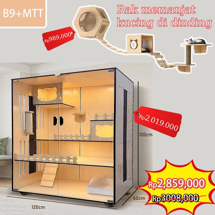 Gambar Villa kucing kayu solid/rumah kucing /kandang kucing indoor/kandang - B9+Platform dari Fast&Growp1 undefined Tokopedia