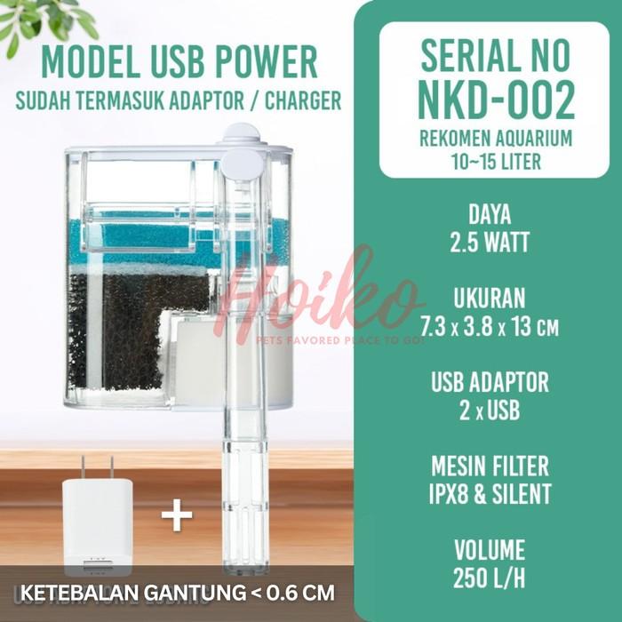 Gambar Mini Filter Gantung External Hangin Hangon Aquarium Listrik USB Aquascape Akuarium Ikan - FNKD-02 USB dari Hoiko undefined Tokopedia