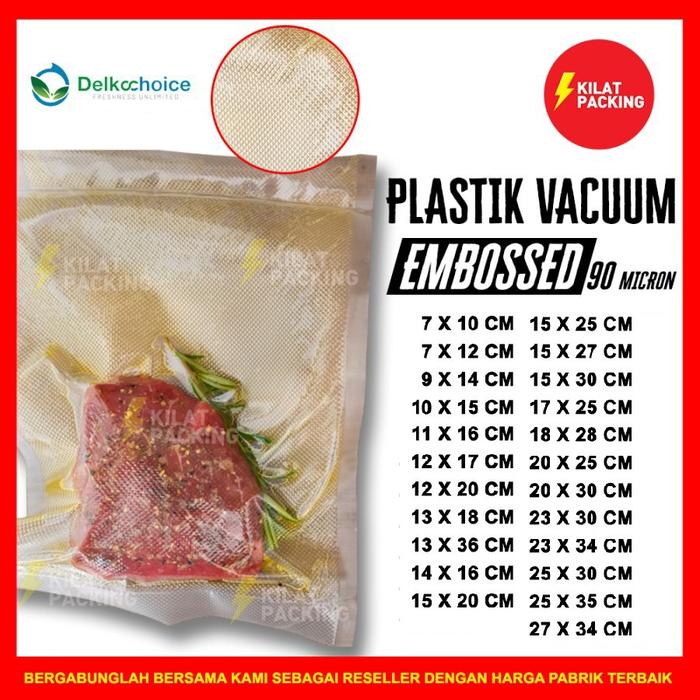 Gambar PLASTIK VACUUM VAKUM MAKANAN EMBOS EMBOSS EMBOSSED DELKOCHOICE SATUAN - 20CM X 25CM dari kilat packing undefined Tokopedia