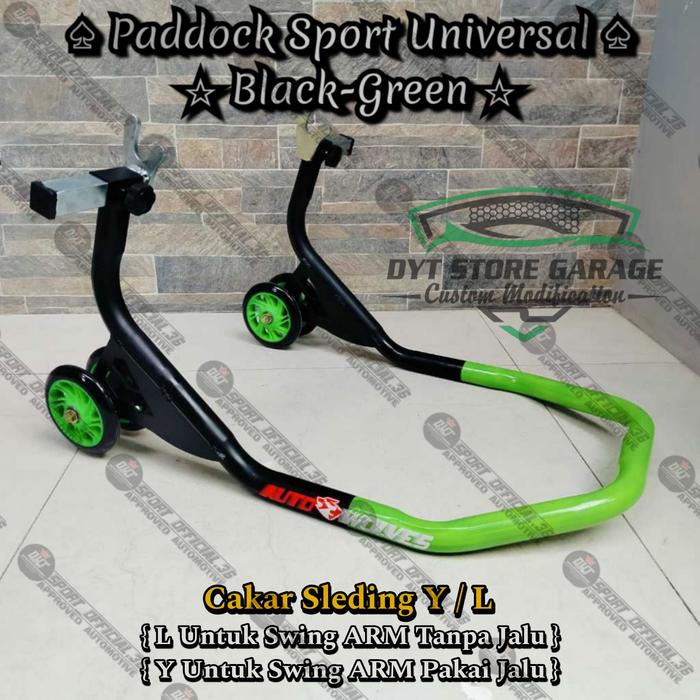 Gambar Standar Paddock Pedok Depan New HeadLift Sport Moge For Ninja RR R15 R25 CBR250R MT25 Zx6R25 GSX eR6 Auto Release !! - UNV-Black-Green dari DYT MOTOR SPORT.36 undefined Tokopedia