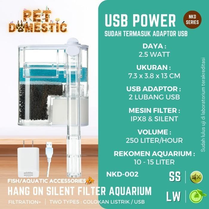 Gambar External Aquarium Filter Gantung Hanging Hang on Mini Water Akuarium Ikan Listrik USB Aquascape - NKD-02 USB dari Pet Domestic undefined Tokopedia