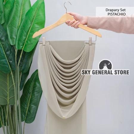 Gambar [TERBARU] Set Hijab Pashmina Dan Drapery Instan Malaysia Variasi Warna Dan Ukuran - Pistacio, Reguler dari Sky General Store undefined Tokopedia