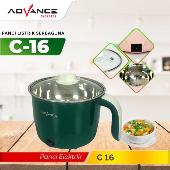 Gambar Panci Listrik 1.5 Liter Advance C16 Panci Multifungsi Stainless Steel - Hijau dari Saluran Berkah Mandiri undefined Tokopedia