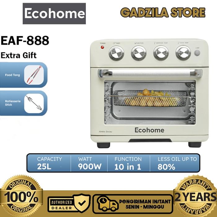 Gambar ECOHOME EAF-888 Cubic Air Fryer Noble Series Easy Fry Oven & Grill Low Watt 900W - Aquamarine dari GADZILA STORE undefined 3 Tokopedia