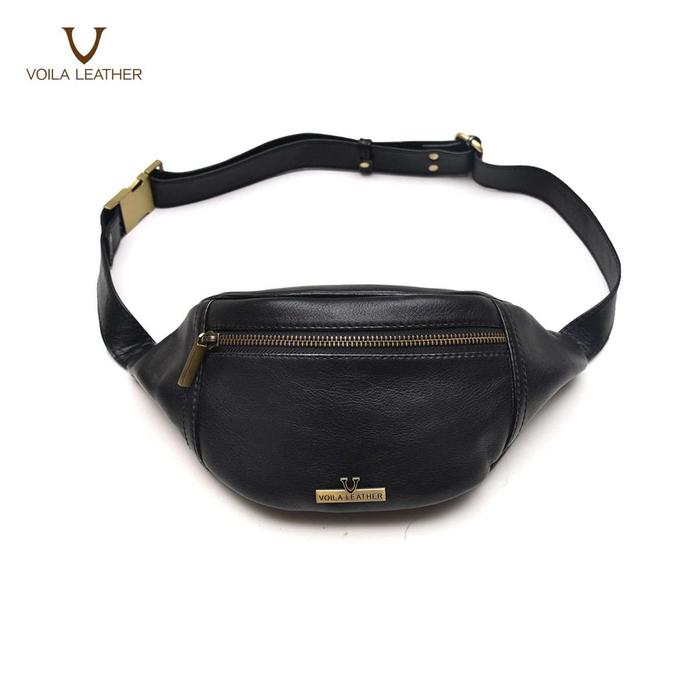 Gambar Waist Bag Tas Pinggang Kulit Asli Voila Jessy - Black dari Voila Leather Kota Administrasi Jakarta Pusat Tokopedia
