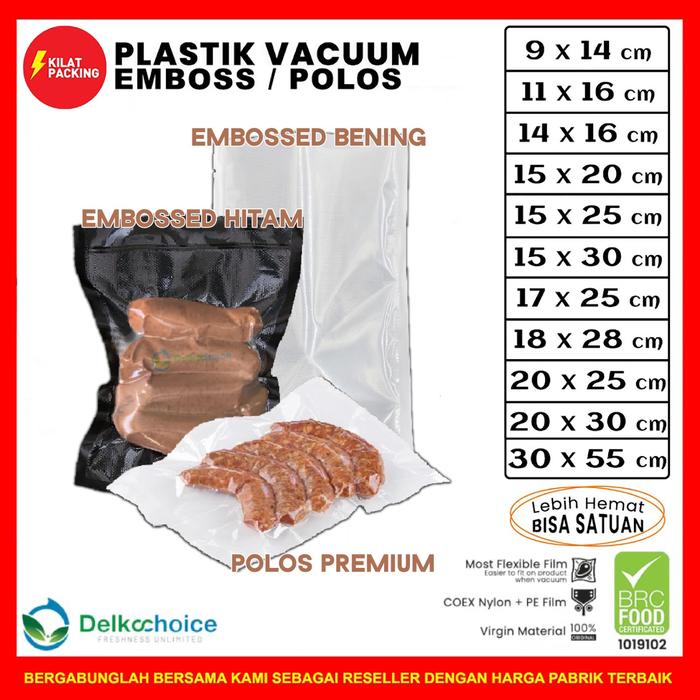 Gambar PLASTIK VACUUM VACUM VAKUM MAKANAN POLOS / EMBOS EMBOSSED SATUAN - EMBOSS HITAM, 18 X 28 CM dari kilat packing undefined Tokopedia