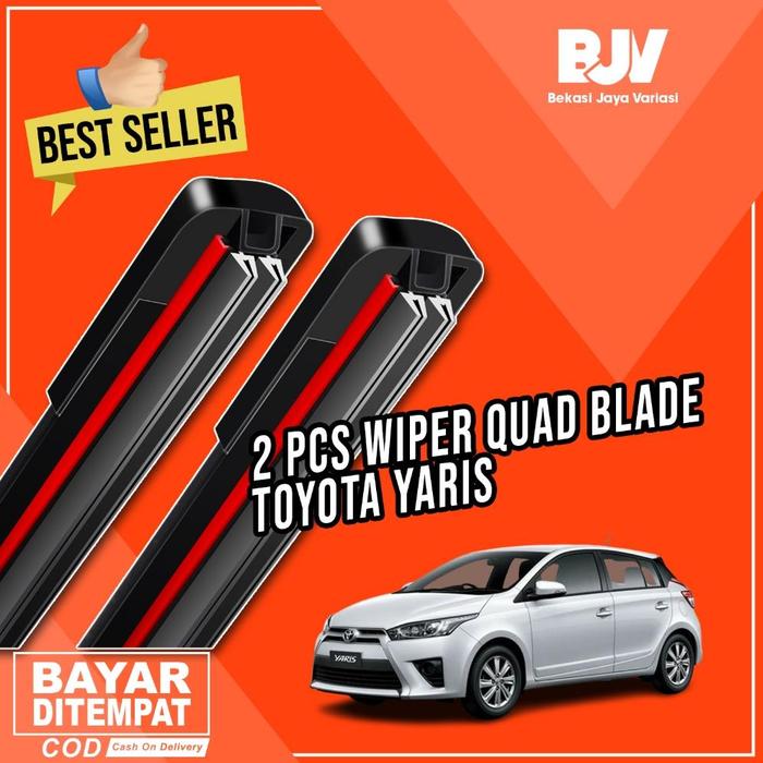 Gambar [STOK READY] Wiper Mobil Quad Blade TOYOTA YARIS - 2 PCS Wiper Depan Frameless Quad Layer Empat Blade - 2013 - 2022 dari BJ Variasi undefined Tokopedia
