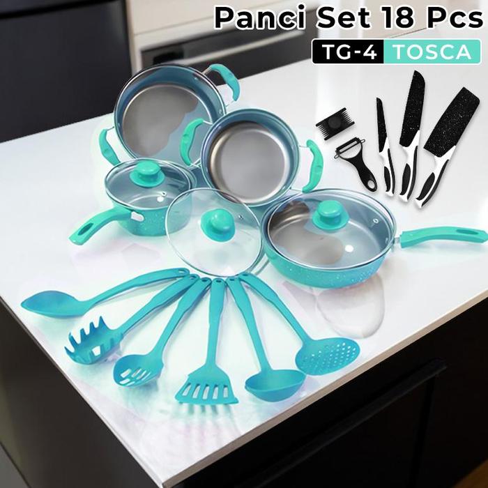 Gambar FREE 1 Set Pisau Panci Wajan Set Enamel 18Pcs Anti Lengket Perlengkapan Dapur Lengkap Murah - TOSCA dari Shopz Aways undefined Tokopedia