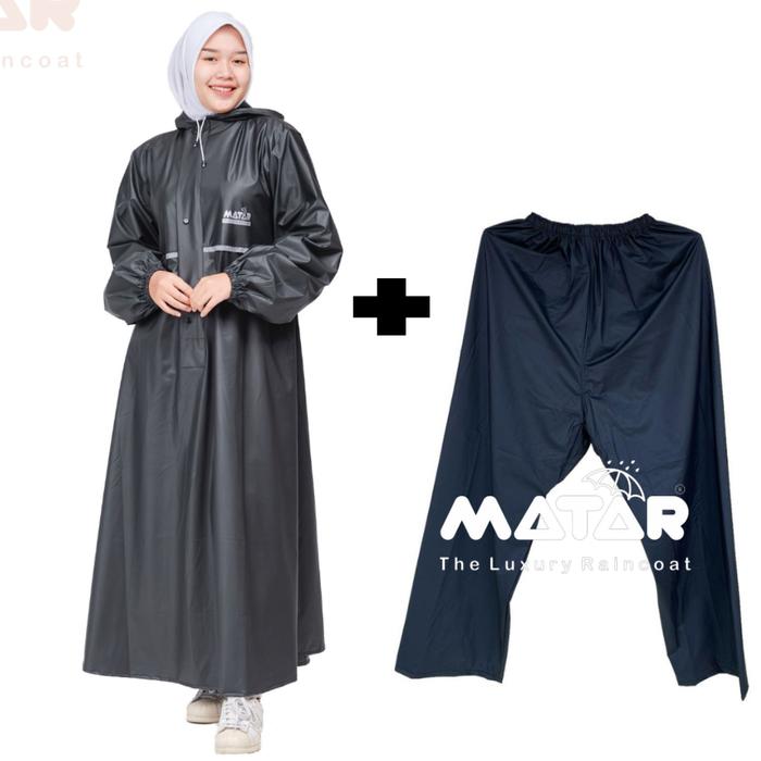 Gambar Jas Hujan Gamis Wanita Muslimah/ Jas Hujan Wanita By MATAR Dewasa Syari PVC Rust-Proof Raincoats outfit outdoor - Hitam+Celana, L dari Ar Rafan Store undefined Tokopedia