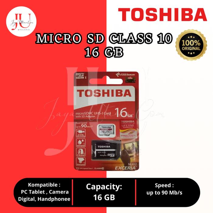 Gambar Toshiba MicroSd Class 10 Memory Card Kecepatan 90Mbps With Adapter Original - 16 GB dari jayautamacom undefined Tokopedia