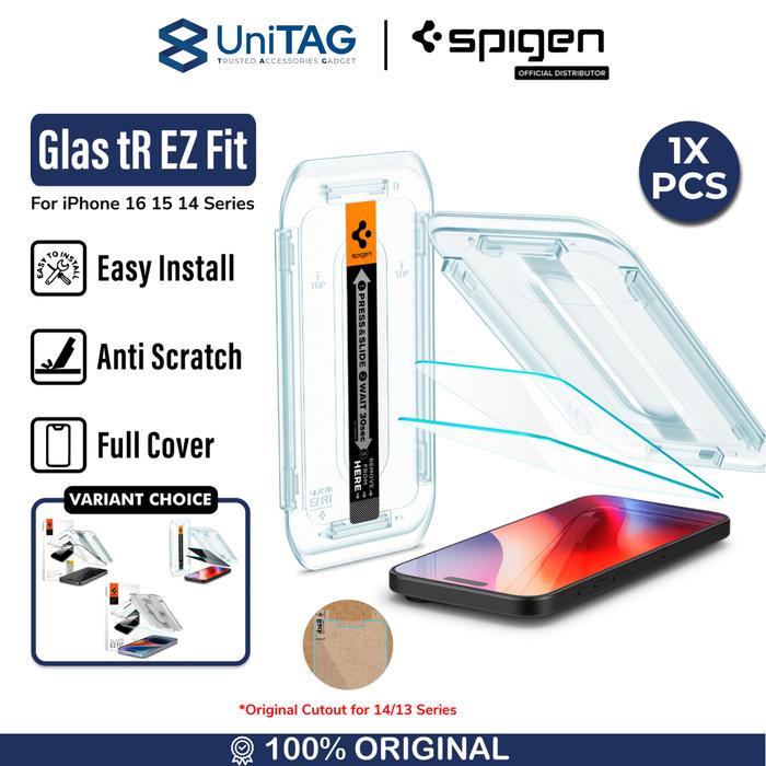 Gambar Tempered Glass for iPhone 16/15/14/13 Mini Pro Max Plus Spigen Glas tR EZ Fit Anti Gores Privasi Anti Spy - 1Pcs Clear, 16 Pro Max  dari UniTAG Store undefined Tokopedia