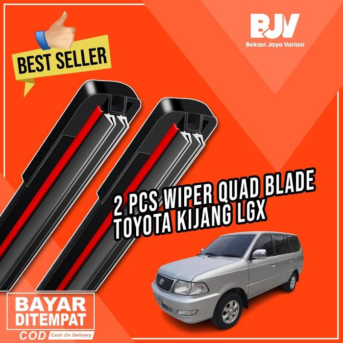 Gambar [STOK READY] Wiper Mobil Quad Blade Toyota Kijang Super LGX Grand Kapsul Semua Generasi - 2 PCS Wiper Depan Frameless Quad Layer Empat Blade - KIJANG LGX dari BJ Variasi undefined Tokopedia
