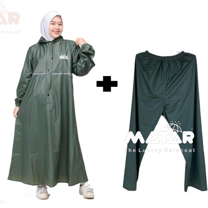Gambar Jas Hujan Gamis Wanita Muslimah/ Jas Hujan Wanita By MATAR Dewasa Syari PVC Rust-Proof Raincoats outfit outdoor - Hijau+celana, L dari Ar Rafan Store undefined Tokopedia