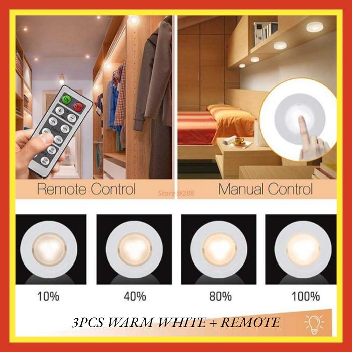 Gambar Lampu Mini LED Tempel Kabinet Lemari Pakaian Lem Baterai White Wardrobe Multifungsi Indor Lampu Serbaguna Remote Control - WARM 3 LAMPU dari Store288 undefined Tokopedia