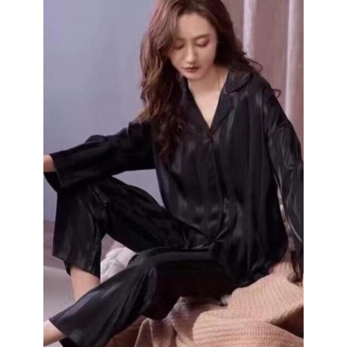 Gambar new BAJU TIDUR EXCLUSIVE PIYAMA WANITA SATIN SUTRA TENCEL IMPORT MURAH - ST 15 FULLBLACK dari GG Piyama undefined Tokopedia