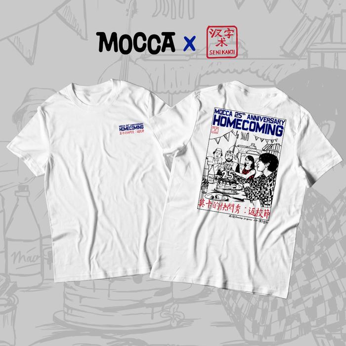 Gambar KAOS MOCCA 25TH ANNIVERSARY HOMECOMING X SENI KANJI - Putih, M dari tokomocca undefined Tokopedia