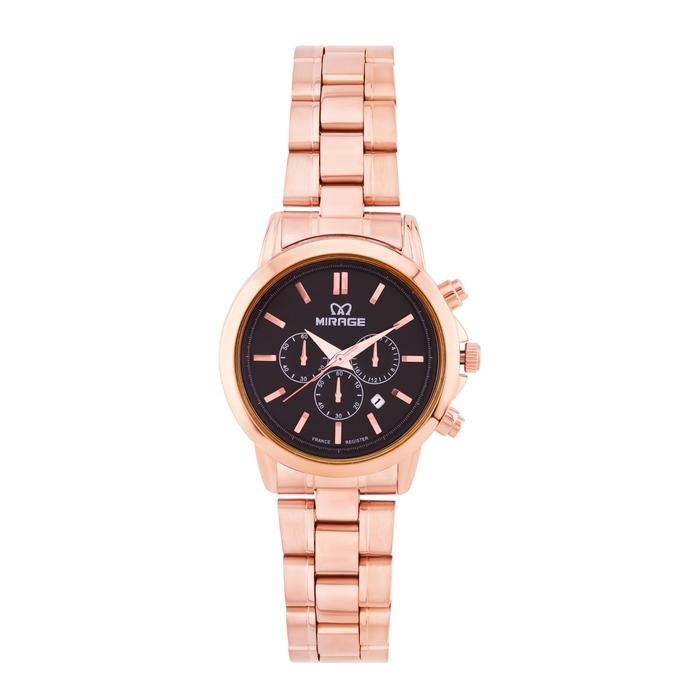Gambar Mirage Watch - Jam Tangan Chrono Stainless Steel Rosegold Elegant 8789 L Analog Wanita Water Resistant - Plat Hitam dari Miragewatch undefined Tokopedia