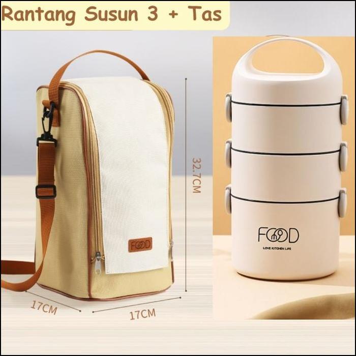 Gambar Rantang Makan Tahan Panas / Rantang Susun Stainless Anti Tumpah - BL Susun 3 +TAS dari Digital mart1 undefined Tokopedia