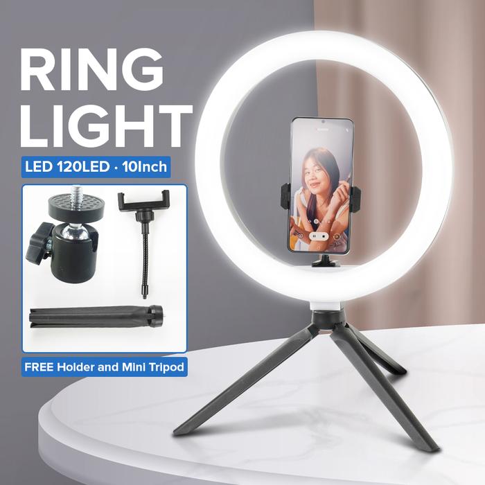Promo Lampu Halo Ring Light LED 120LED 10Inch with Holder and Mini