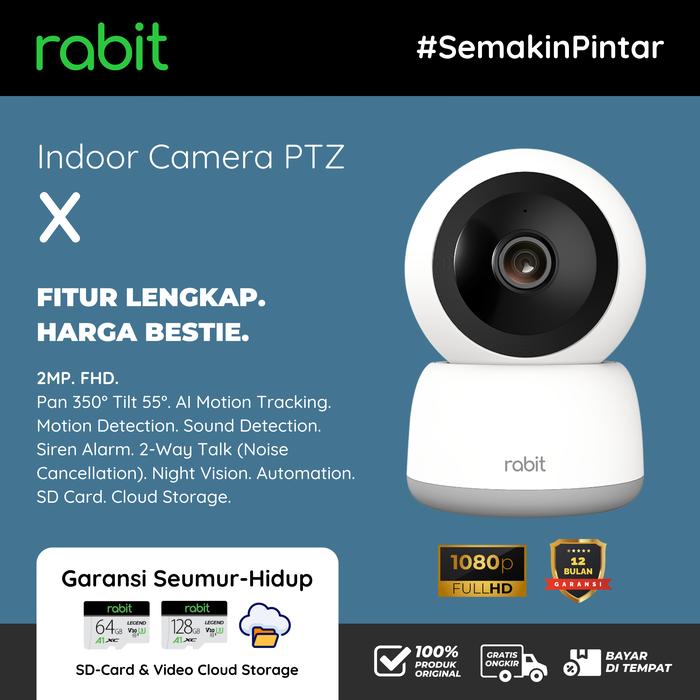 Gambar RABIT SMART IP CCTV CAMERA INDOOR FULL HD 2K 2 MP 3 MP PTZ X PRO SCREEN TWO WAY VIDEO CALL AUTO TRACKING WIDE ANGLE KAMERA WIFI - 1 PTZX No Card  dari Rabit Smart Home undefined Tokopedia