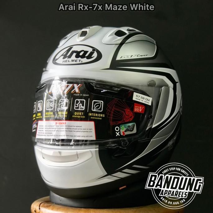 Gambar Helm Full F Preum Arai Rx7x Maze White SNI New Japan Helmet - M dari Toko Sejuk Ideal undefined 5 Tokopedia