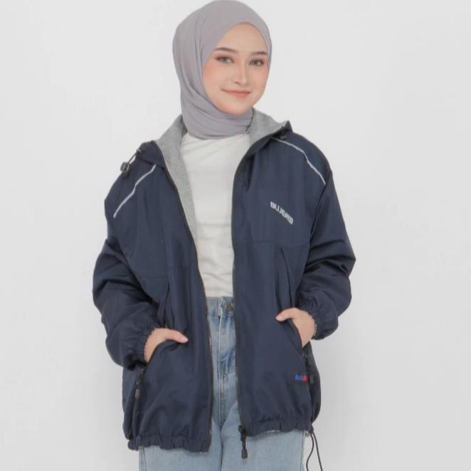 Gambar Jaket Windbreaker Wanita Waterproof Outdoor Jacket Anti Angin Parka Parasut Cewek Gunung - Biru, L dari Fashionielo undefined Tokopedia