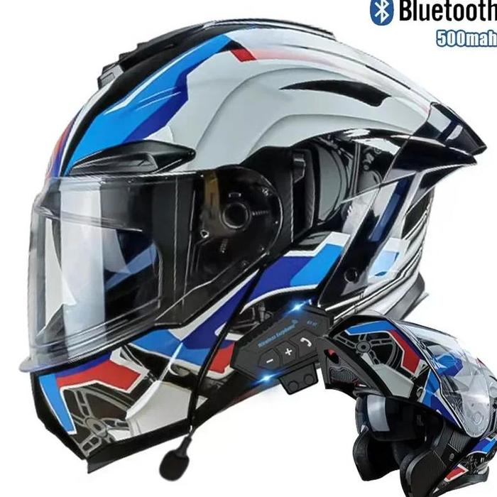 Jual Flip up Motorcycle Helmet With Bluetooth Dual lens off-road