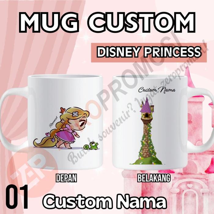 Gambar Mug Custom Disney Princess Custom Nama - Princess 01, Standar dari Zeropromosi undefined Tokopedia