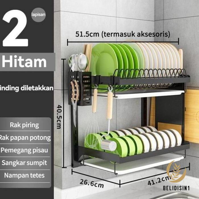 Gambar Rak Dapur Rak Piring Gantung Rak Dinding Rak Gantung Besi Anti Karat Rak Penyimpanan Mangkuk -Belidisin1 - 2-Susun-Dinding dari Belidisin12 undefined Tokopedia