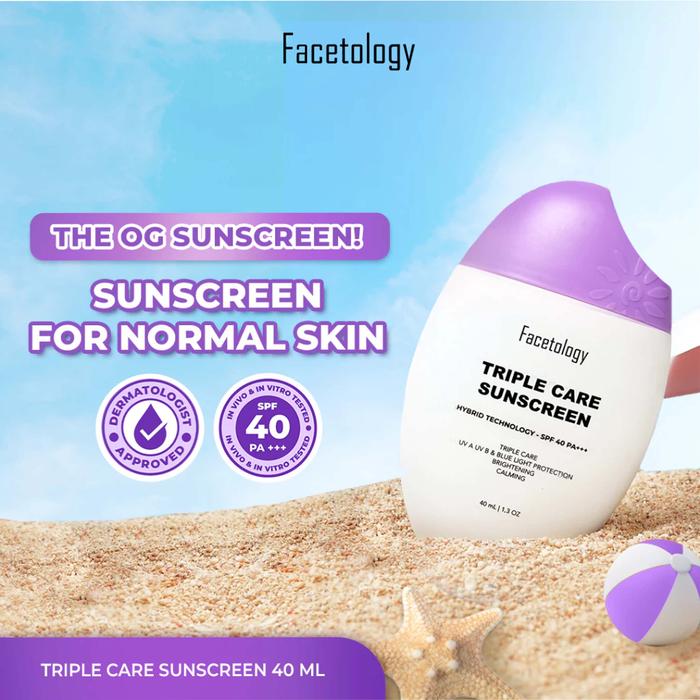 Gambar FACETOLOGY TripleCare Sunscreen NORMAL / OILY SPF40  / TINTED SPF50 PA+++ - Sunscrn NORMAL, FCTLG SC dari madame fany undefined Tokopedia