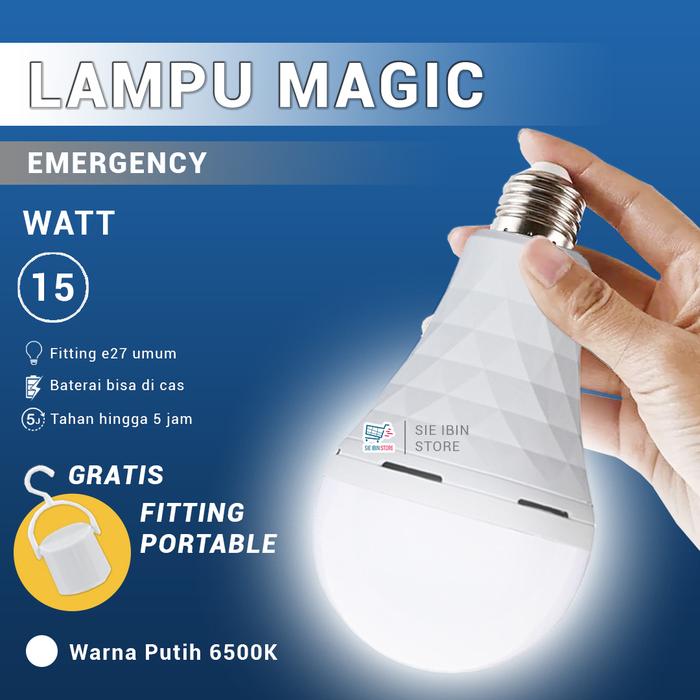 Gambar Lampu LED Emergency Magic 10W 15W 20W 25W 30W / Lampu Darurat ABulb 10W-30W  / Lamp Pasar Malam - 15W dari Sie Ibin Store undefined Tokopedia