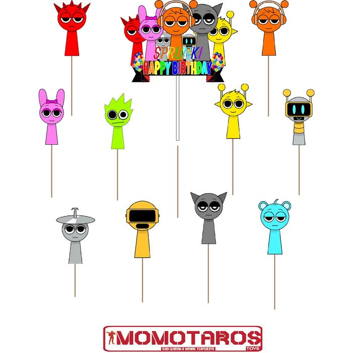 Gambar Cake topper Sprunki game isi 11 pcs - 01 dari Momotaros Topper cake - Gundam undefined Tokopedia