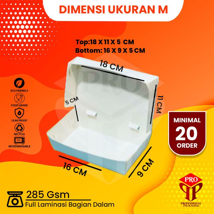 Gambar PAPER LUNCH BOX / TAKEAWAY BOX / KOTAK MAKANAN / BAHAN PUTIH FOOPACK M - M dari Professional Packaging undefined Tokopedia