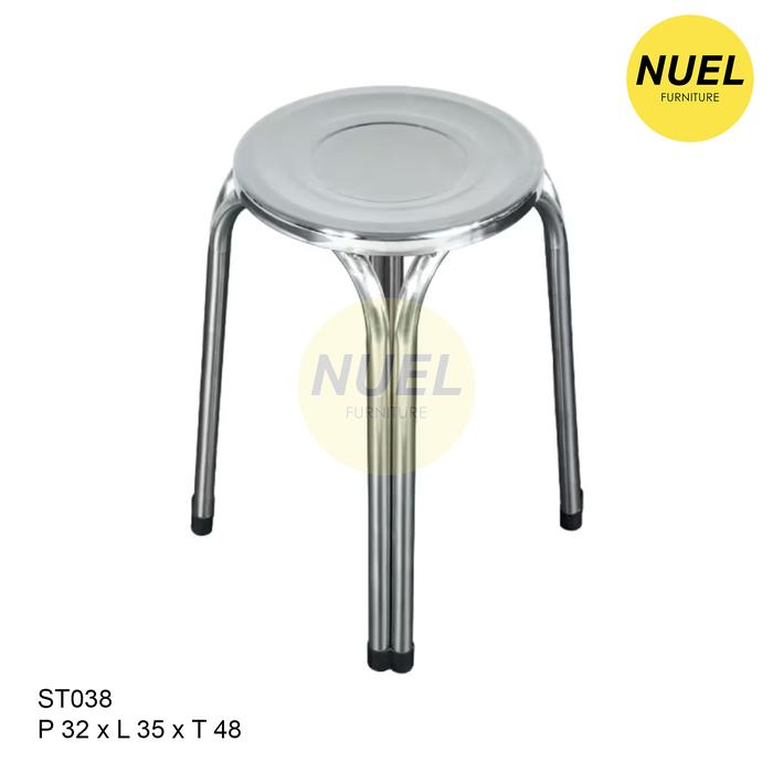 Gambar NUEL Kursi Dingklik Baso Bakso Cafe Tumpuk Besi Stainless Bulat MURAH - 038 dari NuelFurniture undefined Tokopedia