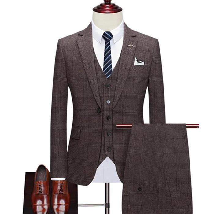 Jual Suit Coat Vest Pants Pcs Set 2023 Men's Casual Boutique