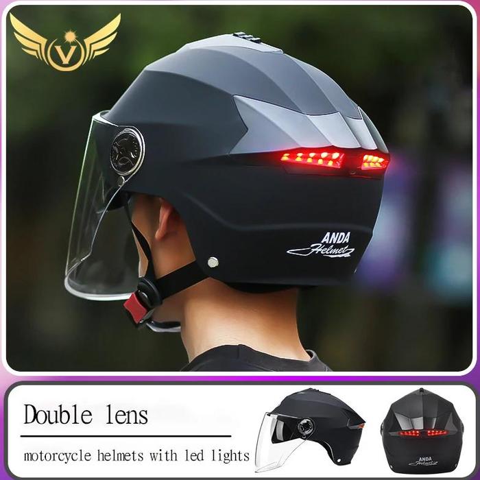 Jual Motorcycle Helmets With Led Lights Moped Helmet Electric