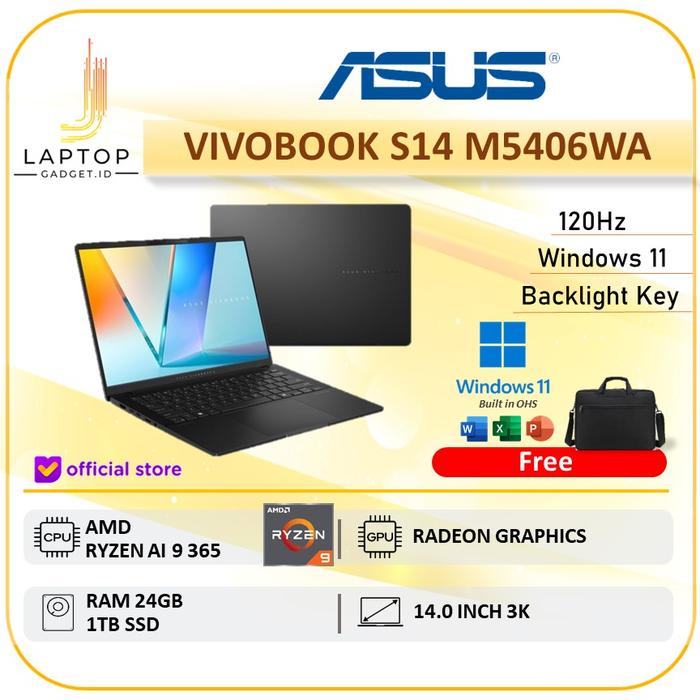 Promo Asus Vivobook S 14 Oled M5406WA Ryzen AI 365 24GB 1TB SSD