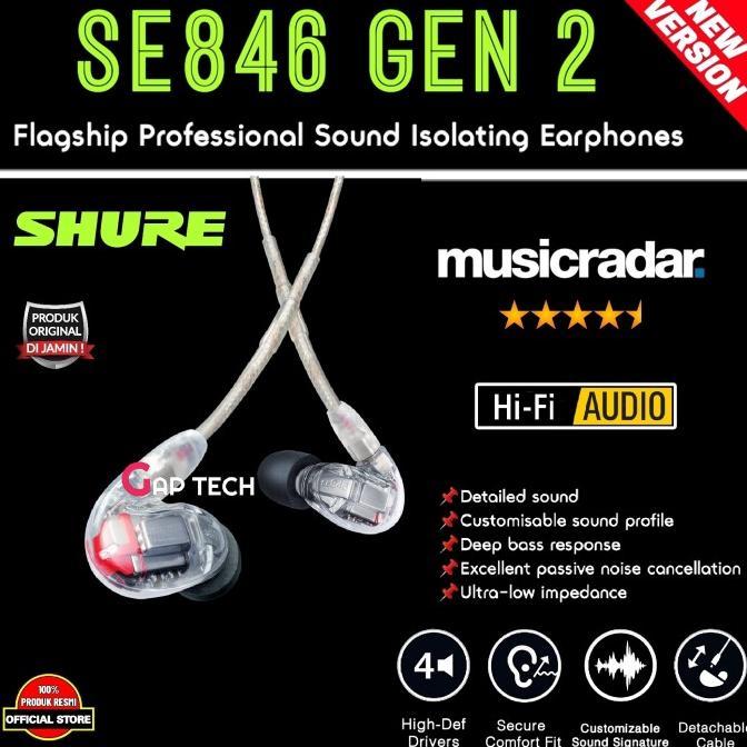 Gambar Terbaru Shure Se846 / Se 846 Gen 2 Gen2 Flagship Sound Isolation Earphones Iem Termurah - GEN2 - CLEAR dari PromaxAudio undefined Tokopedia