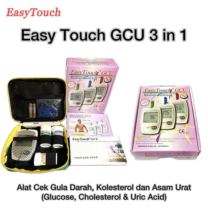 Gambar ALAT CEK EASY TOUCH GCU 3 IN 1 CEK GULA DARAH KOLESTEROL ASAM URAT dari BEDAMED undefined Tokopedia